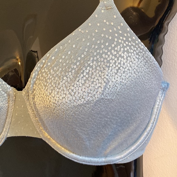 36C Wacoal Back Appeal & Side Smoothing Blue-Green, Dots w/Sheen Lace Bra 855303 - Picture 7 of 12